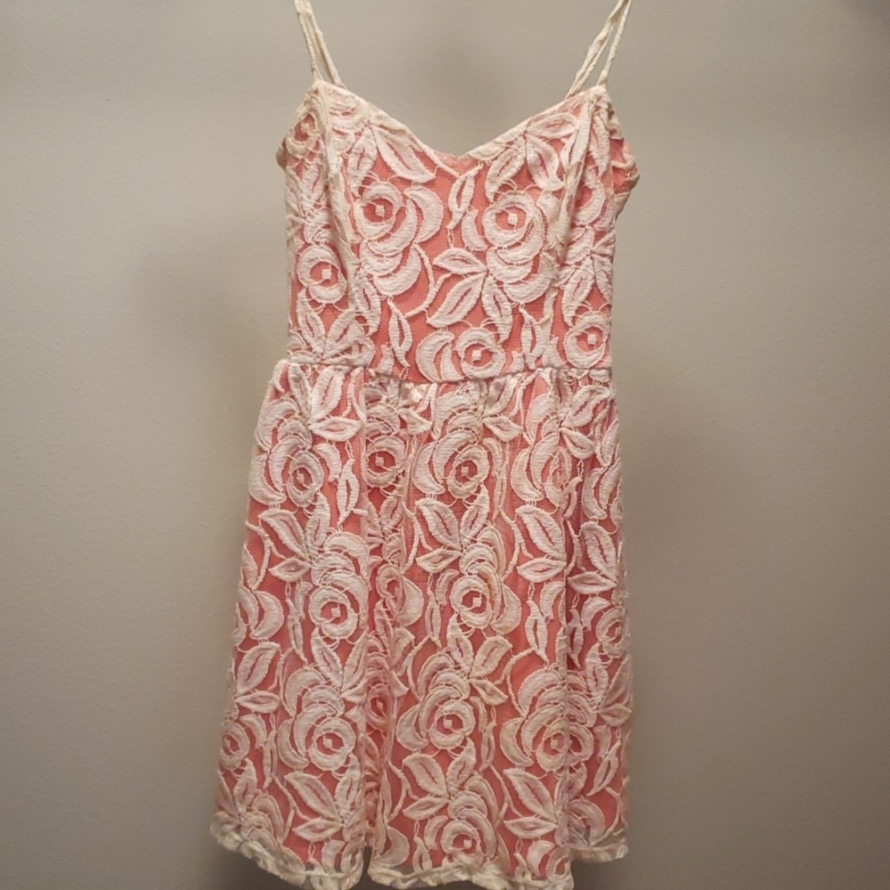 Adorable coral lace sun dress